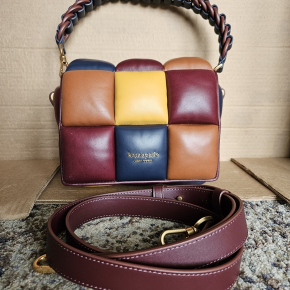 kate spade Handbags - Kate Spade Dark Merlot Multicolor Quilted Leather Boxxy Bag